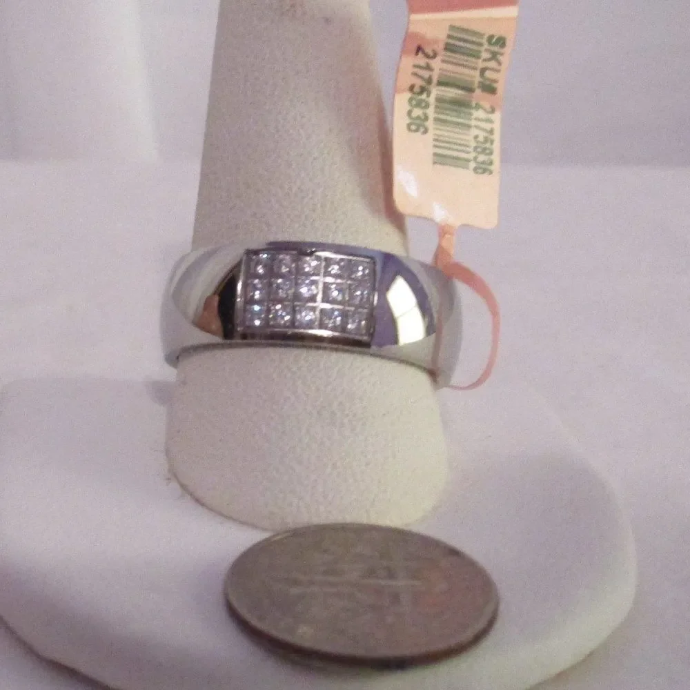 Austrian White Crystal Ring Single Row Band Stainless Steel Size 12
